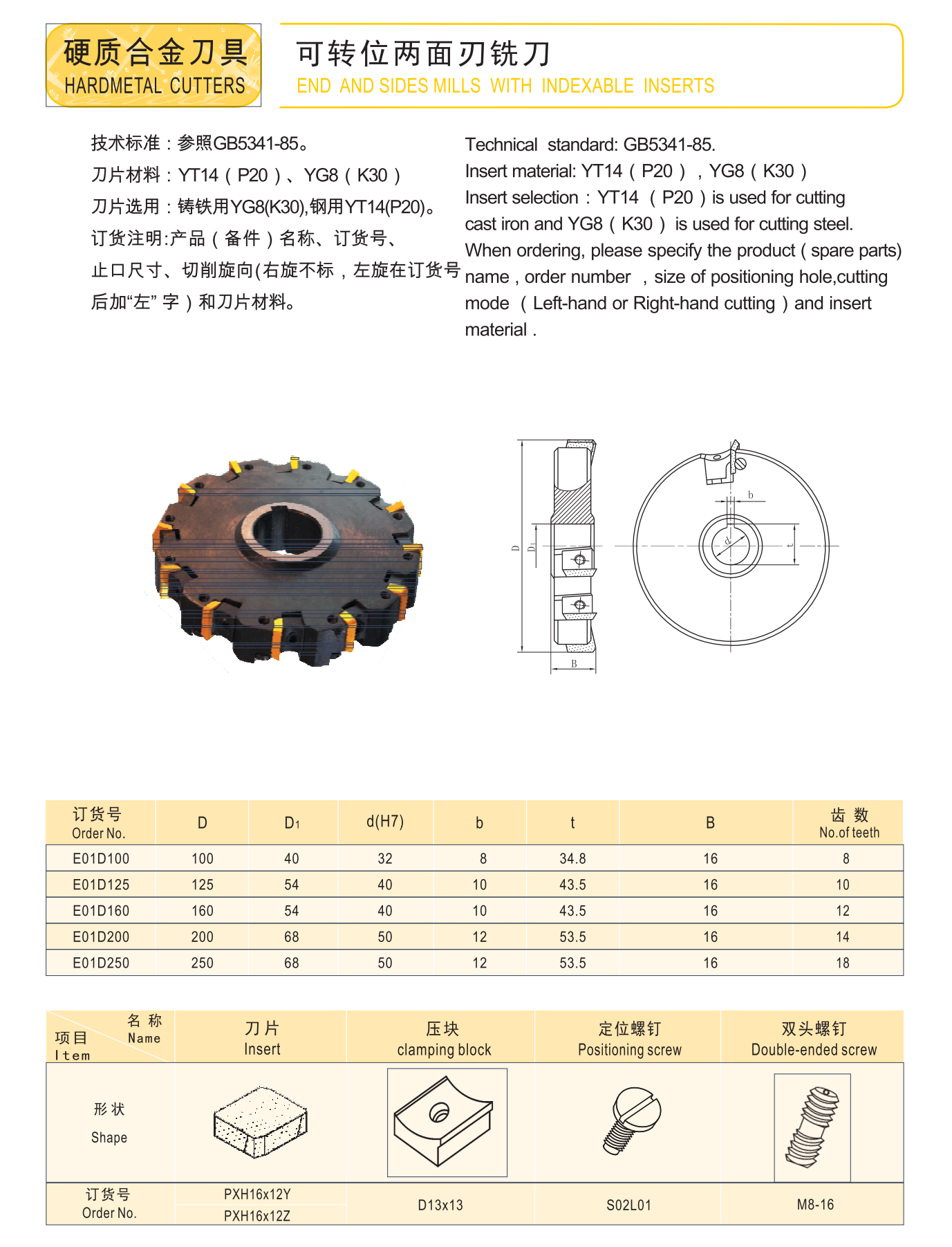 Indexable milling cutter with both sides